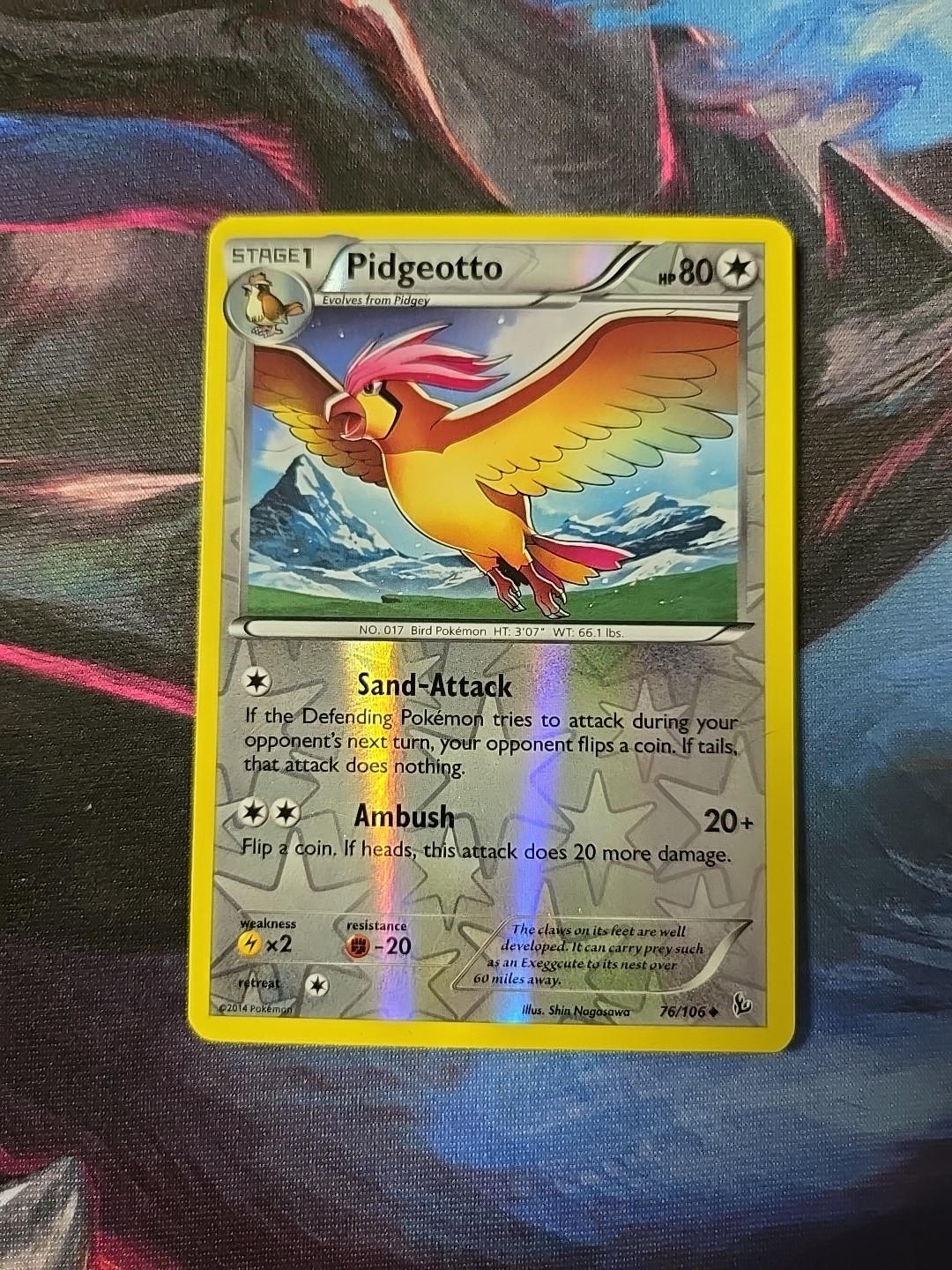 REVERSE HOLO Pidgeotto 76/106 - 2014 Pokemon Flashfire Uncommon Card - LP