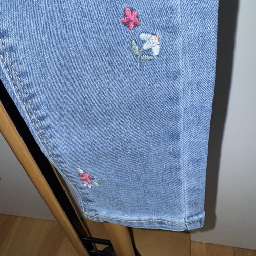 Jumping Beans Denim Jeans Girls 6X Adjustable Wasit NWT NEW embroidered flowers - Picture 3 of 6