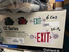 Box of 6 - Exit Sign with Emergency Lights, White/Red, LED CCR