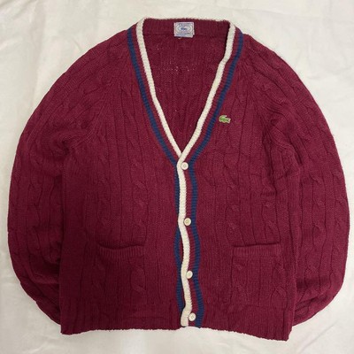 70s Spool Tag L IZOD Lacoste Acrylic Knit Cardigan | eBay