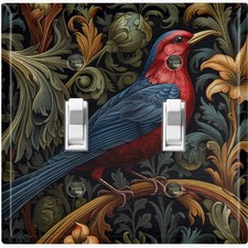 Metal Light Switch Outlet Cover Decorative Wall Plate Blue Red Bird AML128