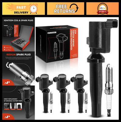 Set of 4 Ignition Coils & Iridium Spark Plugs for Ford Escape, Fusion, C-Max, Tr