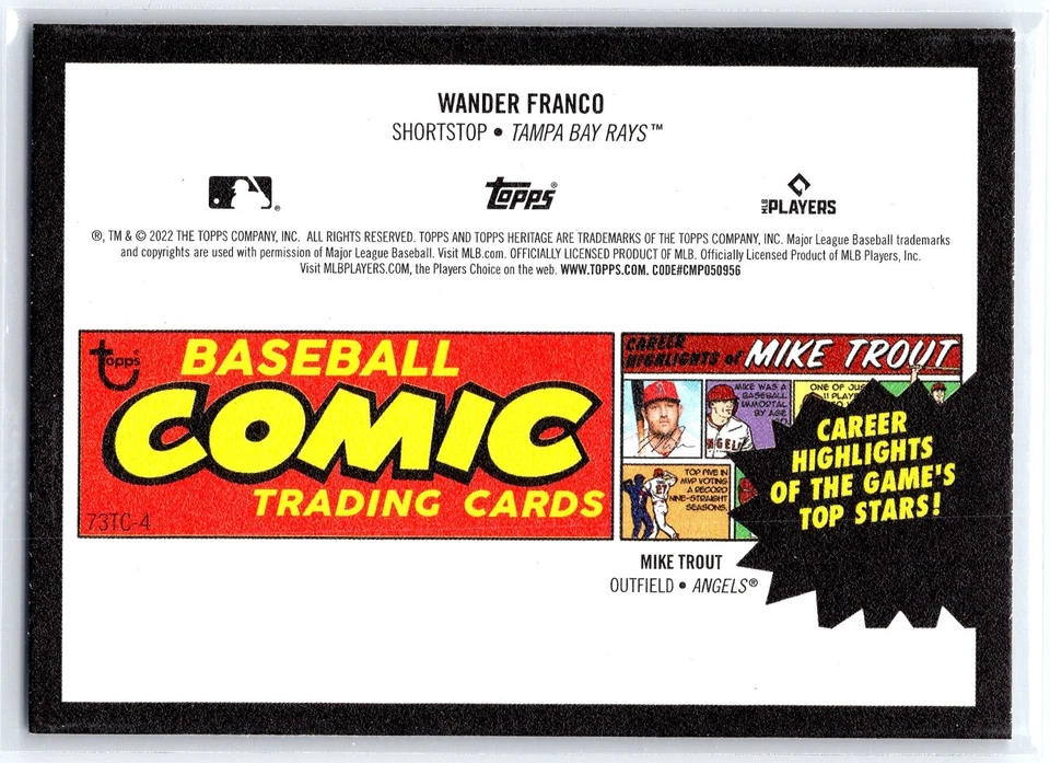 WANDER FRANCO 2022 Topps Heritage 73 Topps Comics RC Tampa Bay Rays #73TC4 - Image 2 of 2