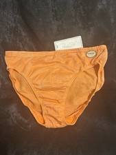 Rene Rofe BRIEF Orange/ Wht Ribbed Striped Cotton/Spandex Sz 9 Panties 72409