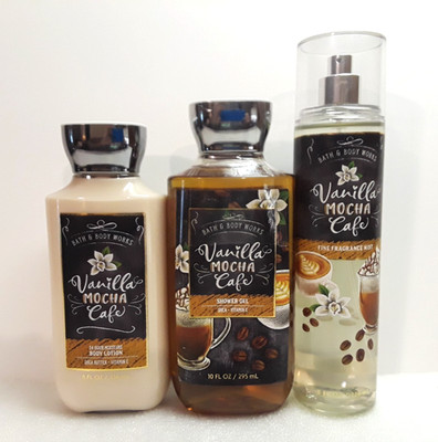 Bath Body Works Vanilla Mocha Cafe Lotion Fragrance Mist & SEALED Shower Gel 3pc