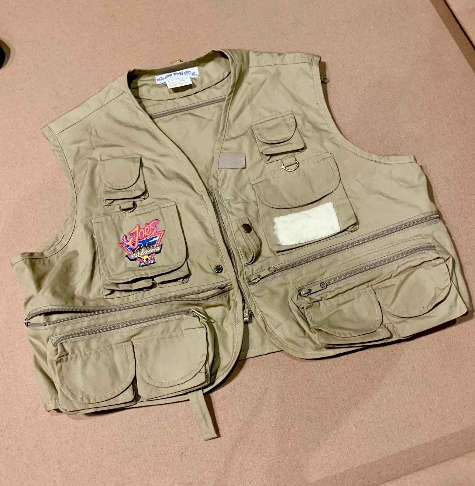 Camel Joes Fish & Game Club Light Khaki Vest - Multiple Pockets One Size~VGUC!
