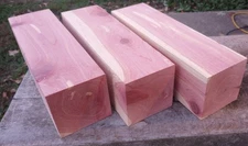 (THREE) 3 1/2"x3 1/2"x12" Eastern Red Cedar Blanks