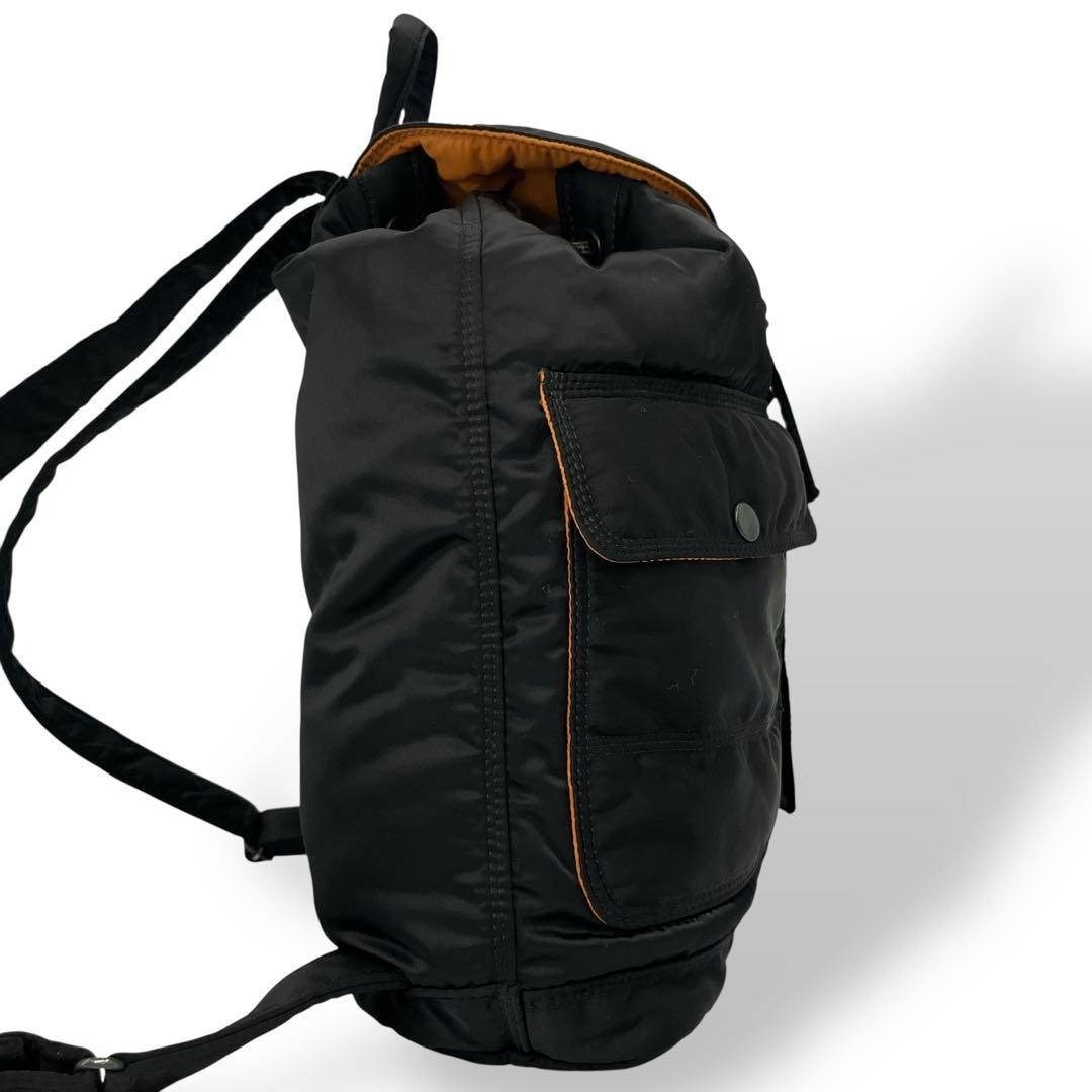 Porter Tanker Backpack Drawstring Nylon Black Log… - image 2