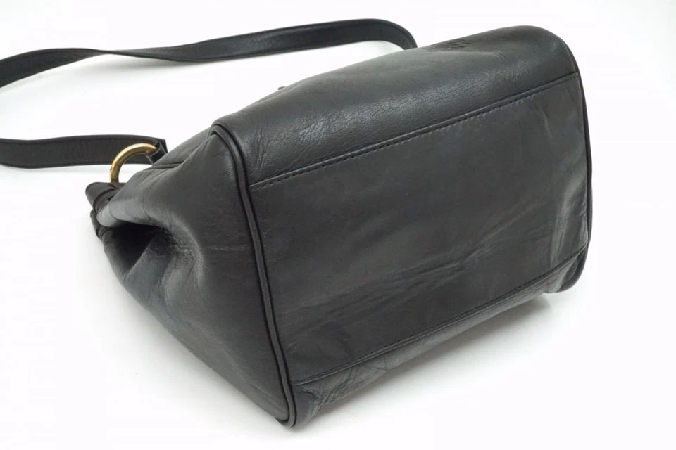 GIANNI VERSACE Vintage Shoulder Crossbody Bag Bucket Black Leather 3346h - Image 4 of 4