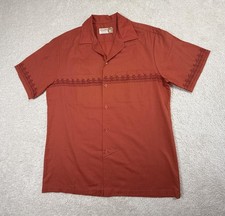 Vintage Iolani Hawaiian Shirt Mens Medium Orange Aloha Camp Button Front Hawaii