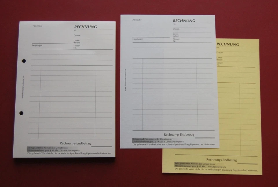 RECHNUNGSBLOCK f. Kleinunternehmer, DIN A5 selbstdurchschr, 2x50 BLATT, RECHNUNG - Bild 2 von 4