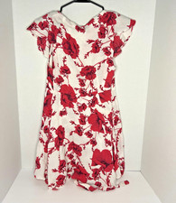Free People French Quarter Wrap Mini Dress Women XS Floral White Red Viscose