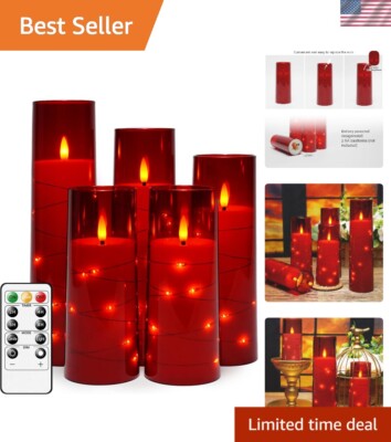 Romantic Matte Red Flameless LED Candles - Timer & Safety Features Included