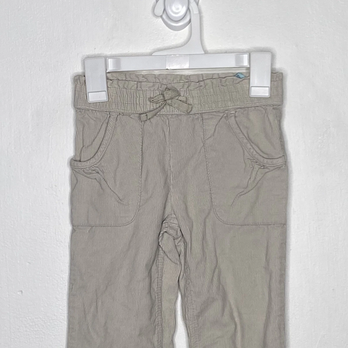 Faded Glory Corduroy Pants Girls Size 8 Smocked Waist Cream Straight Leg