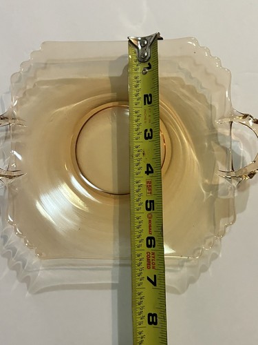 Vintage Federal Glass Company Depression Era Yellow Star Creamer And Plate - Picture 5 of 8