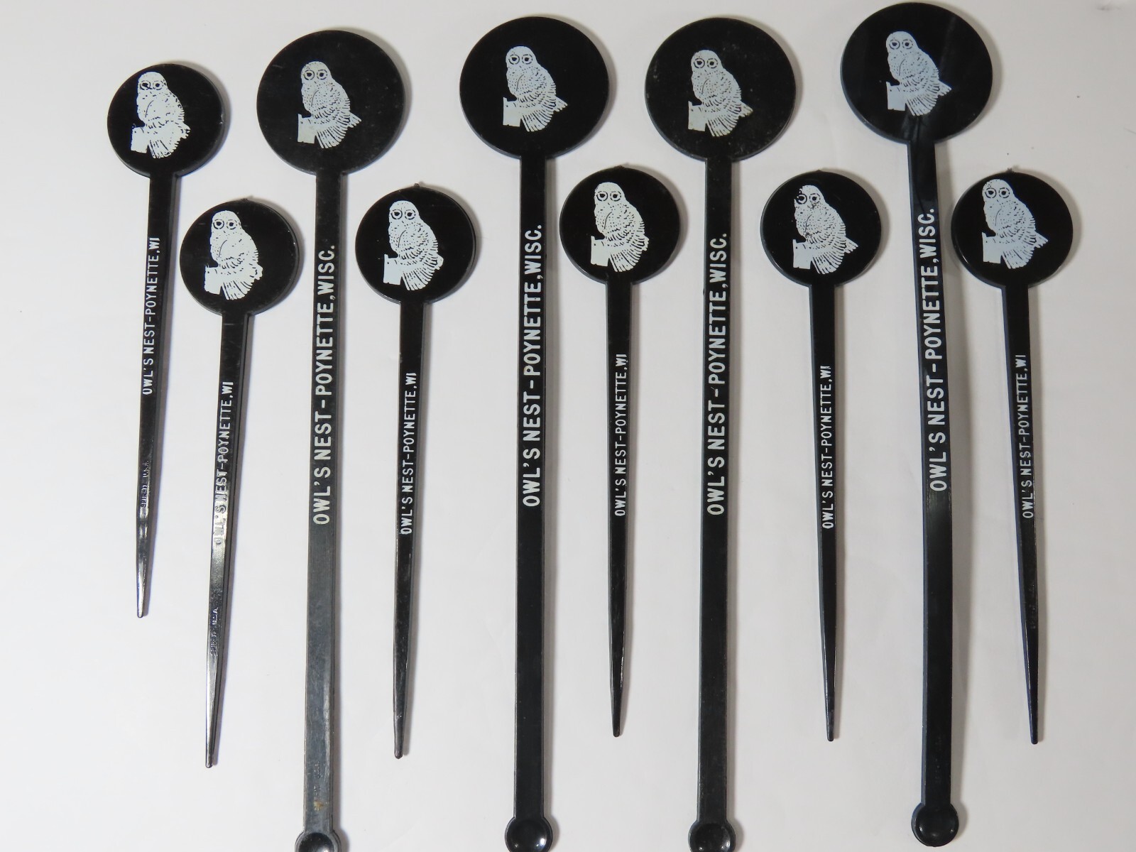 10 Vintage Swizzle Cocktail Stir Sticks Picks Owl's Nest WI