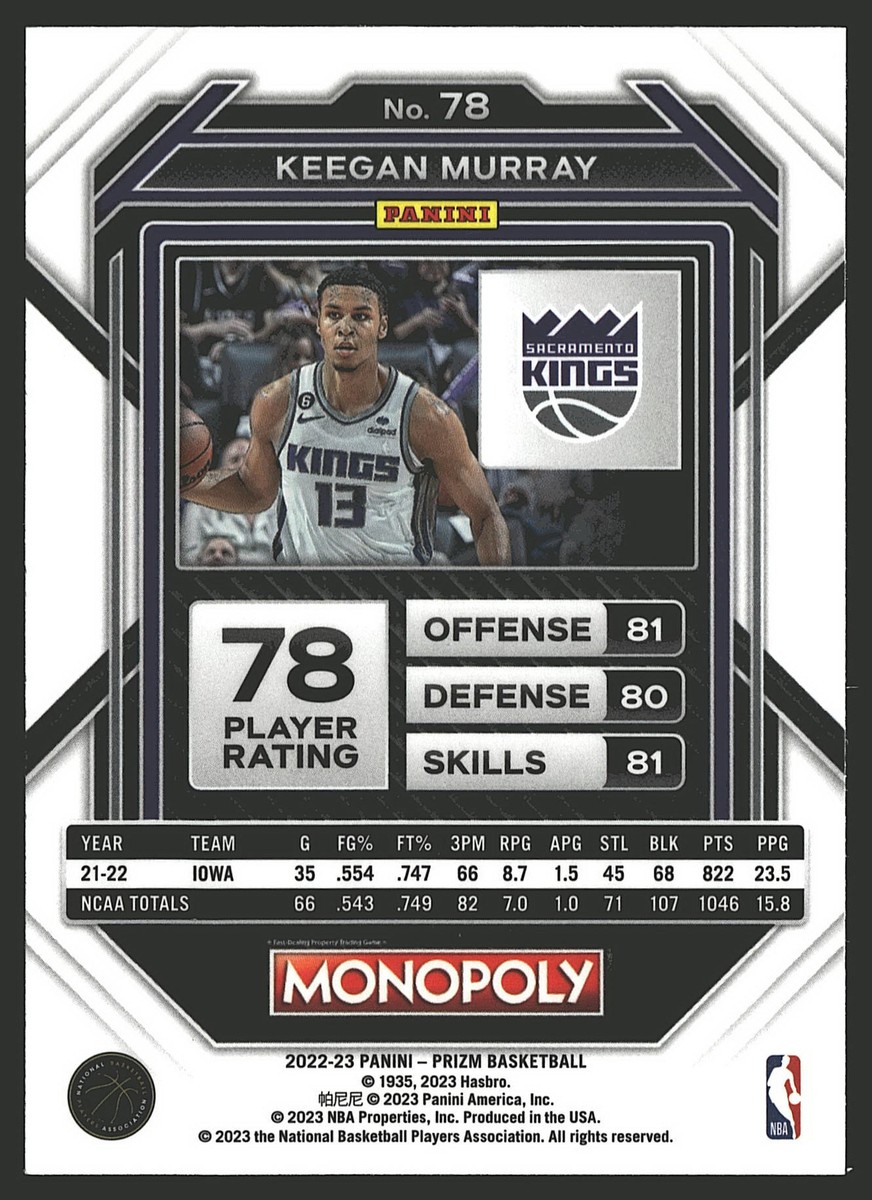 keegan murray199枚限定 2024-25 Panini Totally Certified Keegan Murray Pink Mirror