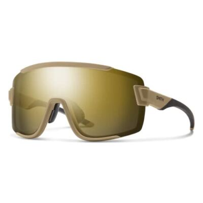 Smith Wildcat Semi-Rimless Sunglasses Safari Khaki Tan Brown/CP Black Gold&Clear