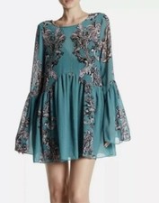 Intimately Free People Symphony Jade Combo Printed Bell Sleeve Slip Dress Sz XS