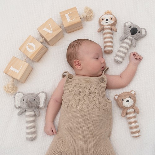 2PK Living Textiles Boy Elephant Baby Squeeze Me Baby Interactive Squeakers 3m+ - Picture 6 of 9