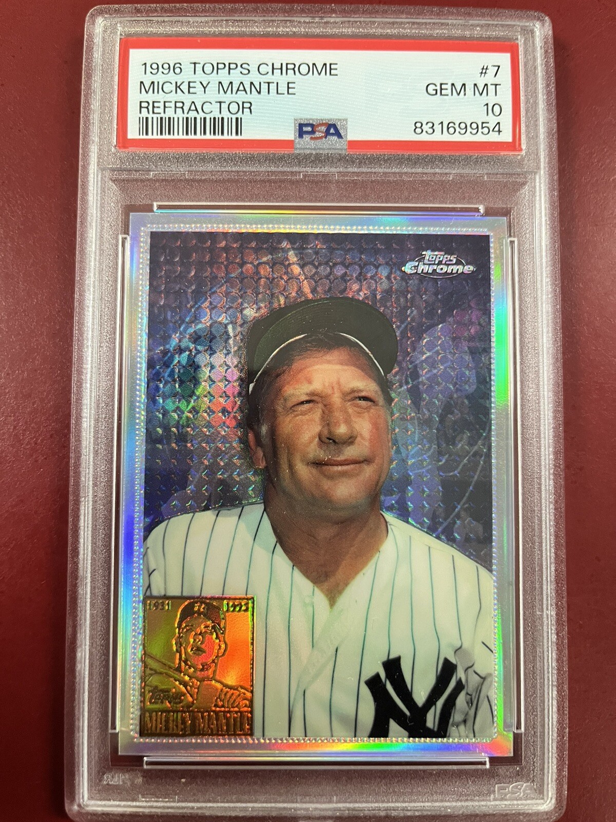 1996 TOPPS CHROME REFRACTOR MICKEY MANTLE #7 PSA 10 LOW POP 3 NONE HIGHER