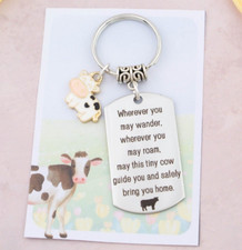 Cow Keyring, Farmer Keychain, Farming Gifts, Farmhand Accessories, Dairy Farm