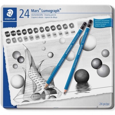 Matita Staedtler Mars Lumograph black. Astuccio in metallo 6 matite in
