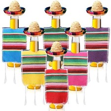 Panitay Tiny Sombrero Hats Mini Serapes for Bottles Colorful Beer Poncho Cove...