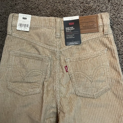 NWT LEVIS corduroy ribcage straight ankle pants in granola Sz 24x27 - Picture 6 of 6