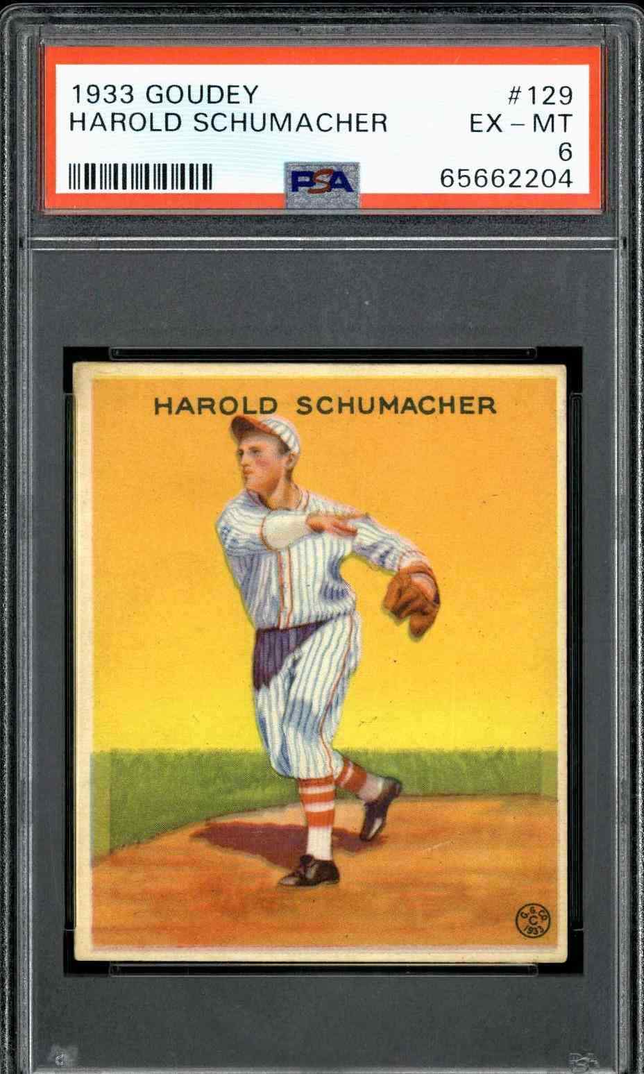 1933 Goudey #129 Harold Schumacher - PSA 6