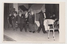 Children's School Play Snow White and the Seven Dwarfs on Simple Stage Old Photo