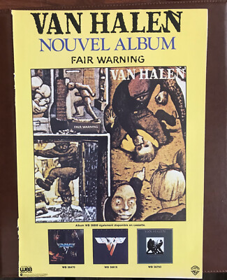 ヴァン・ヘイレン 告知ポスター B2 VAN HALEN 当時物 非売品 希少 VAN HALEN 1981 FAIR WARNING Rare French Promo Advertisement Only