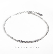 STERLING SILVER 925 BALL BEAD CHAIN BRACELET  LOBSTER CLASP 7.7" Gift Box PE35