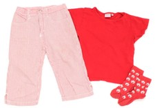 3tlg. Sommer-Kombi TIK&TAK Capri-Hose T-Shirt Socken - Gr. 116 rot