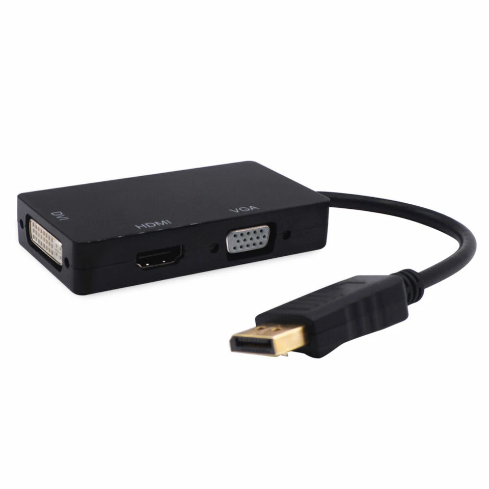 3 In 1 Displayport DP Male To HDMI/DVI/VGA Female Adapter Converter Cable 1080P - Image 2 of 4