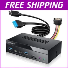 5.25 Inch 10Gbps USB 3.2 Hub with Audio Ports & SD/microSD Reader - Black