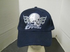 Skull Logo w/ Flames Navy Embroidered Baseball Hat Adjustable NEW