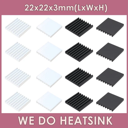 22x22x3mm With or Without Tape Silver / Black Anodized Heatsink Radiator Cooler