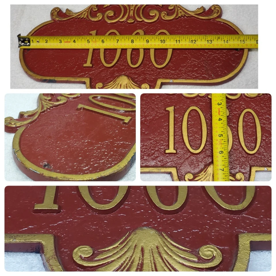 Lote de 4 letreros numerados placa casa hierro fundido vintage varios colores/talla XL Foto 4 de 4