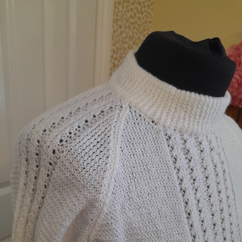 Vintage Handknit Acrylic Jumper Unworn Size 12 Medium Pristine White - Picture 3 of 6