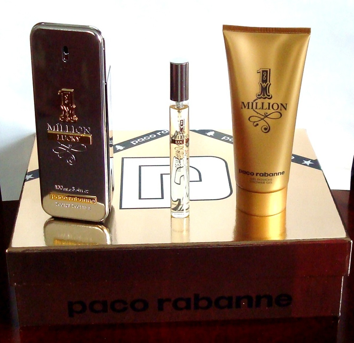 Paco Rabanne MILLION LUCKY 3Pc Gift Set:100ml EDT Sp+10ml EDT Sp