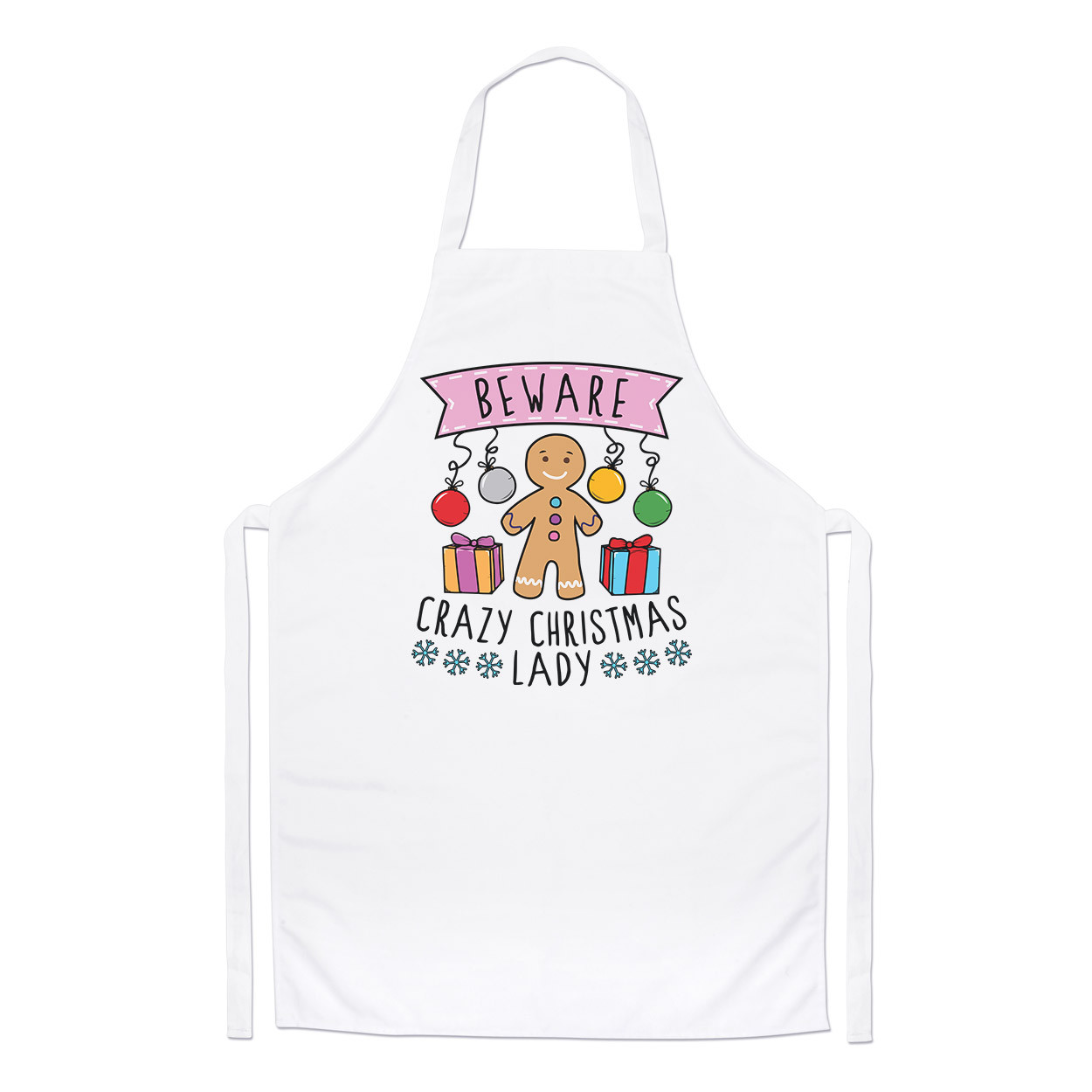 Beware Crazy Christmas Lady Chefs Apron - Funny Joke Secret Santa Cooking Baking