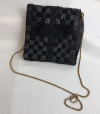 Vintage Black Beaded Evening Cocktail Bag Purse Handbag Walborg Made Hong Kong
