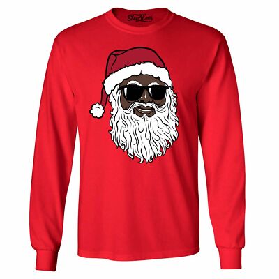 Santa Claus Sunglasses Long Sleeve Funny Christmas Holiday Party Shirts 