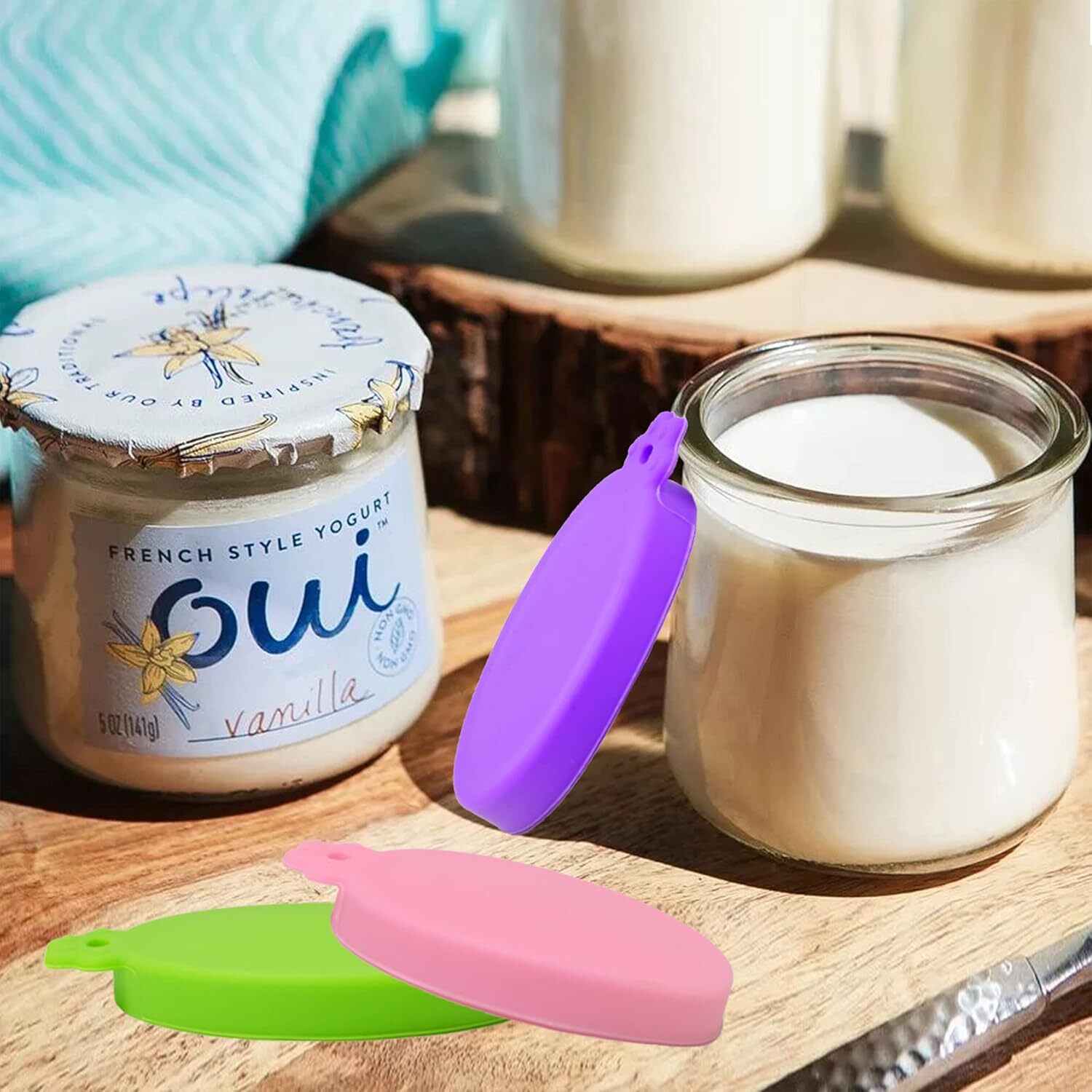 for Oui Yogurt Jar Lids - 16 pack Silicone for Oui Lids Yoplait Yogurt