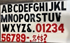 Vintage Marquee Sign Plastic 5.75" Letters Symbols Numbers 7" Overall Black Red