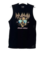 Def Leppard Women's Sz S Black Sleeveless "Rock & Roll" Graphic Tank Shirt Dress