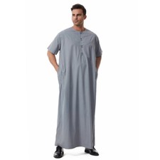 Saudi Abaya Dubai Muslim Men Kaftan Dishdasha Long Robe Jubba Thobe Thoub Islam