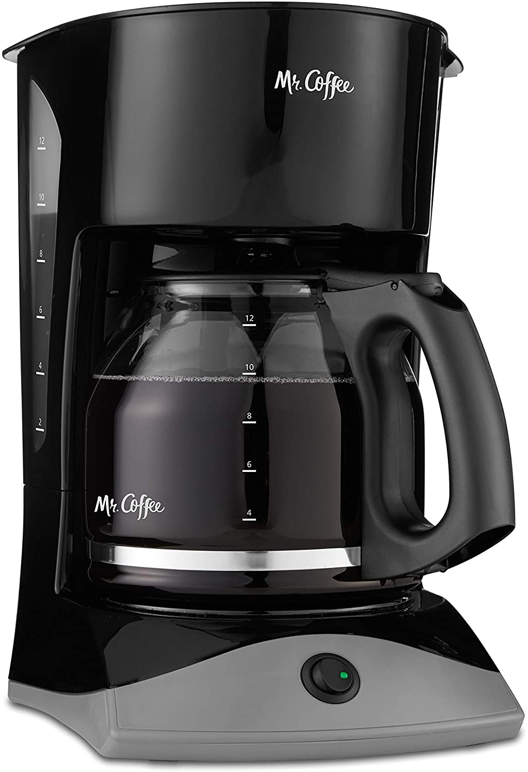 Black Coffee Maker, 12 Cups, with Auto Pause and Glass Carafe, Perfect for Home