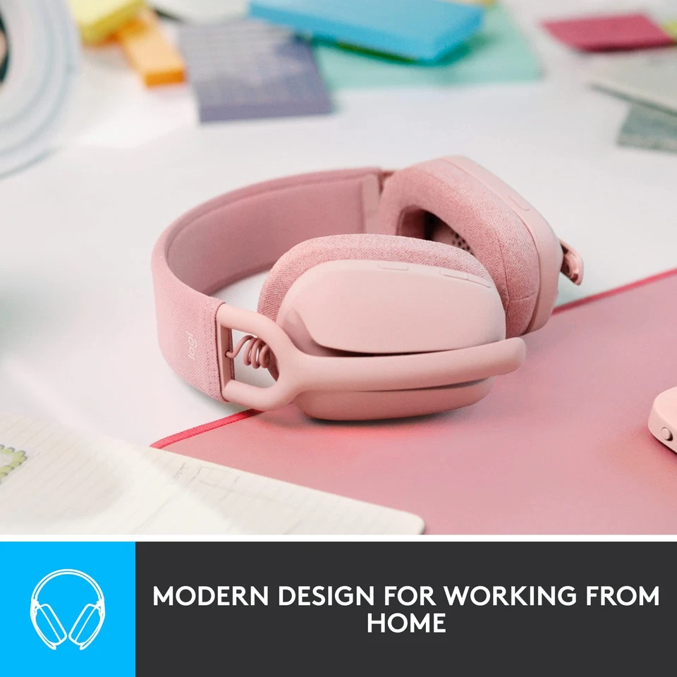 Logitech Zone Vibe 100 Wireless Headphones Noise Cancelling Over Ear Mic - Image 2 of 4